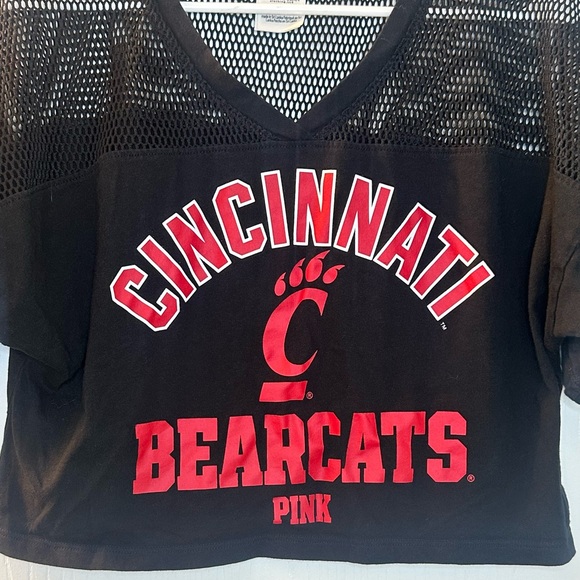 PINK Victorias Secret short sleeve Cincinnati Bearcats logo crop top women’s‎ XS - Picture 3 of 6